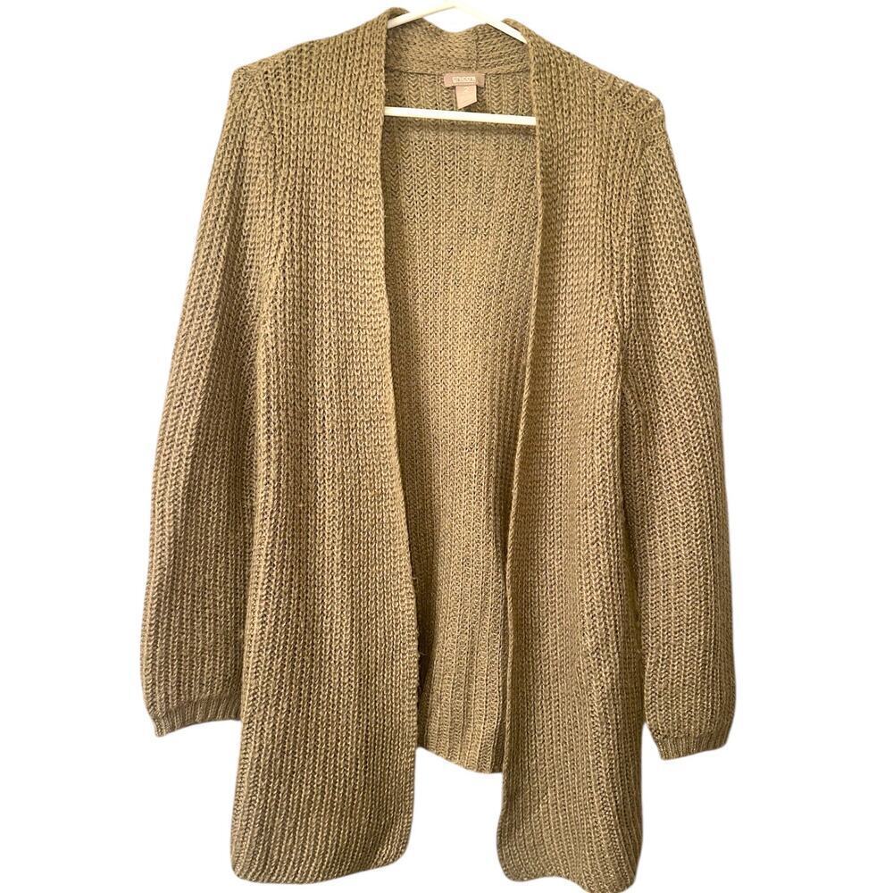 Chico’s Open Front Chunky Knit Cardigan Women’s Size 2-large teacher core